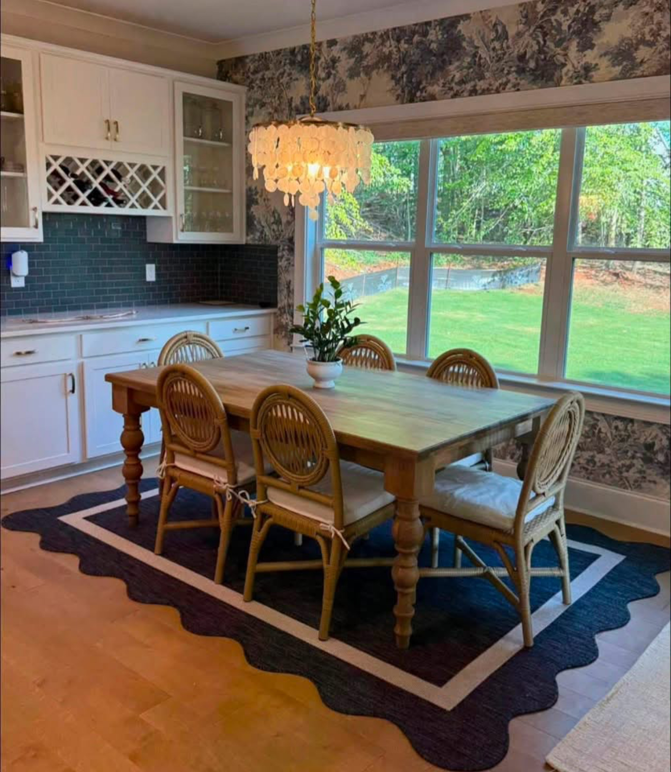Complete custom dining table shown in a customer’s home